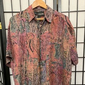 Colore Italia 100% Silk Shirt Large/ Multi-Colored